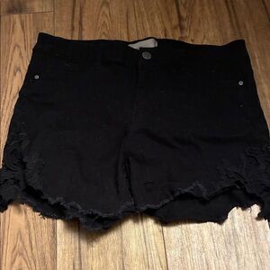 Vero Moda Black Denim Shorts with Lace Detail